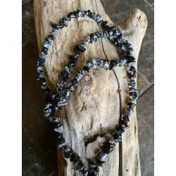 Collier Sautoir Obsidienne Neige - Protection Énergétique - Bijou lithothérapie Obsidienne