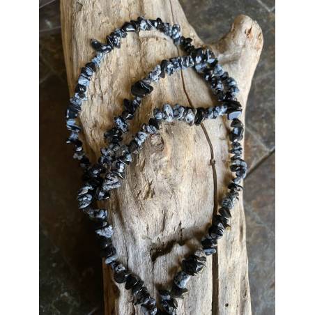 Collier Sautoir Obsidienne Neige - Protection Énergétique