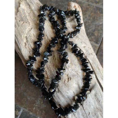 Collier Sautoir Obsidienne Noire - Ancrage et Protection - Bijou lithothérapie Obsidienne