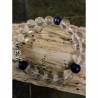 Bracelet boule 10 mm en cristal de roche et Lapis lazuli