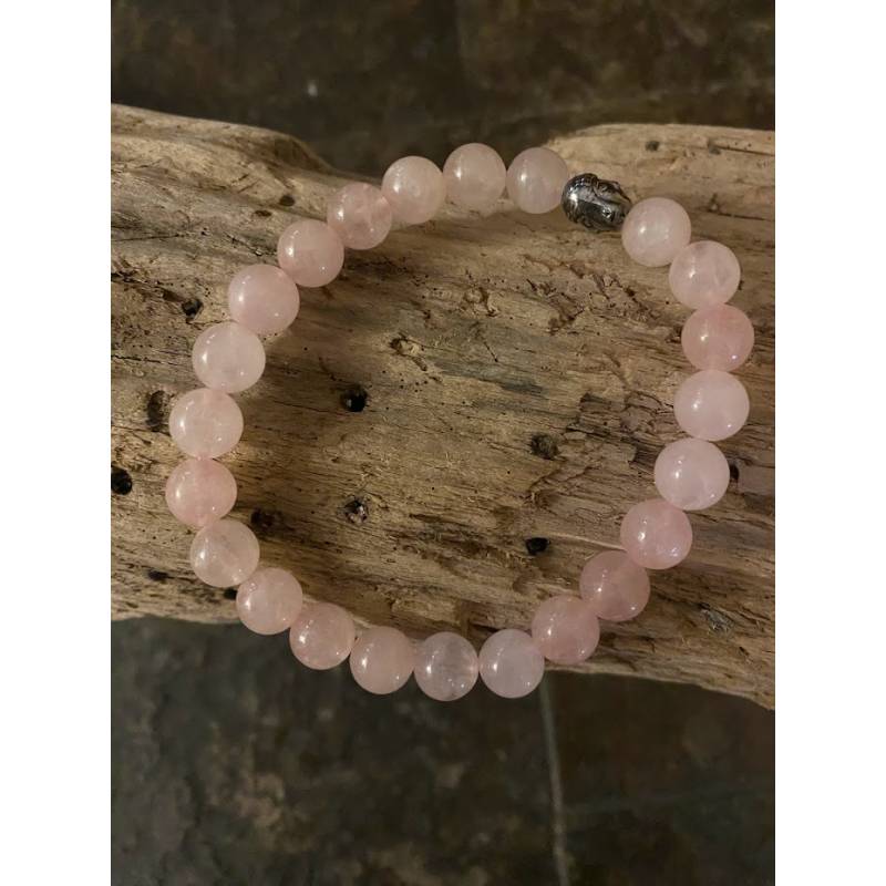 Bracelet boule 8 mm quartz rose