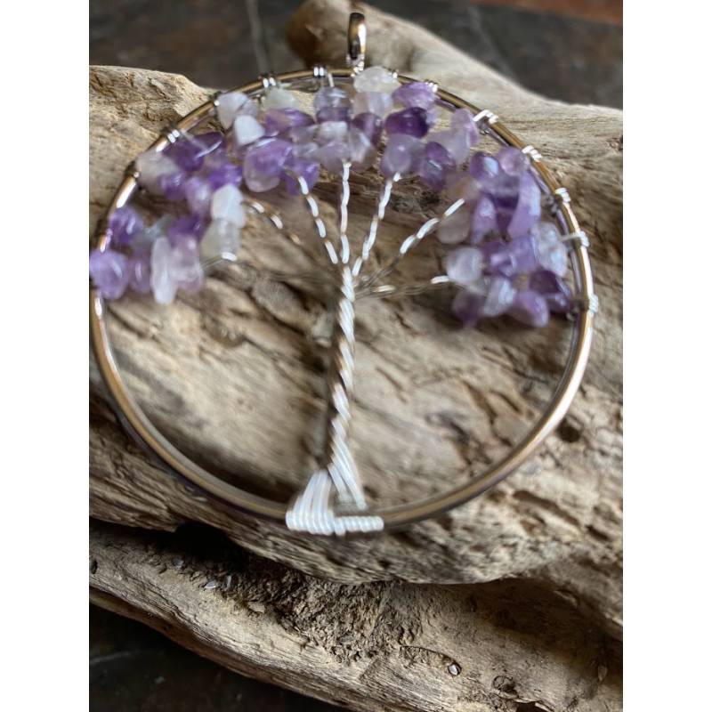 Pendentif Améthyste Méditation Sagesse - Bijou lithothérapie Améthyste