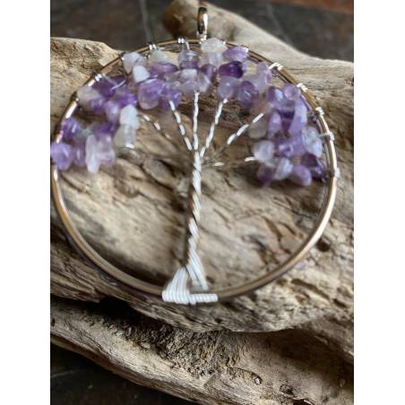 Pendentif Améthyste Méditation Sagesse - Bijou lithothérapie Améthyste