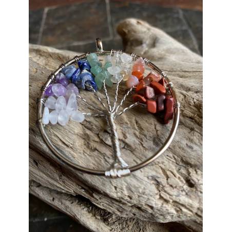 Pendentif 7 Chakras Équilibrage Énergétique - Bijou lithothérapie bien-être