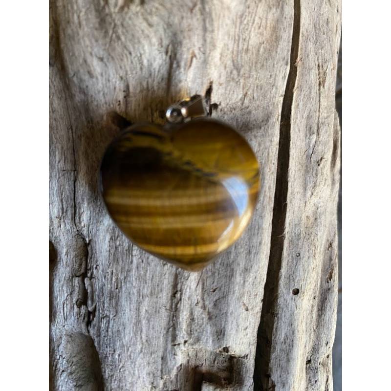 Pendentif Œil de Tigre avec Cordon Protection - Bijou lithothérapie bien-être