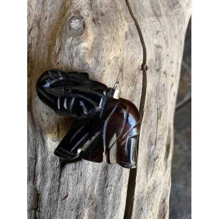 Pendentif Obsidienne Volcanique - Protection Spirituelle - Bijou lithothérapie Obsidienne