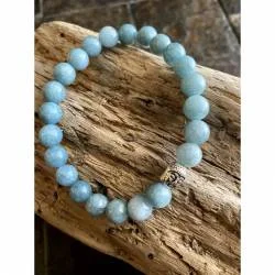Bracelet Aigue-Marine 8mm - Communication Sérénité 20cm