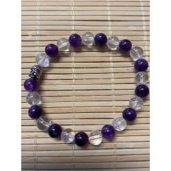 Bracelet Améthyste Cristal Roche 8mm - Purification 21cm