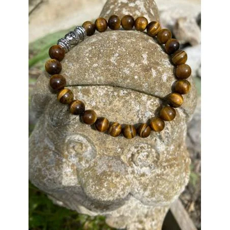 Bracelet Œil Tigre 8mm Tour 22cm Fort | Hélène Riu