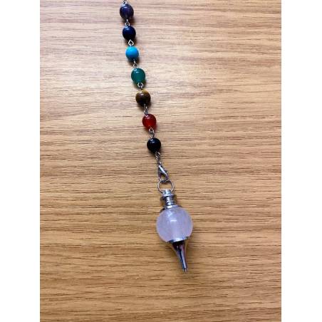 Pendule Cristal de Roche Chakras - Divination