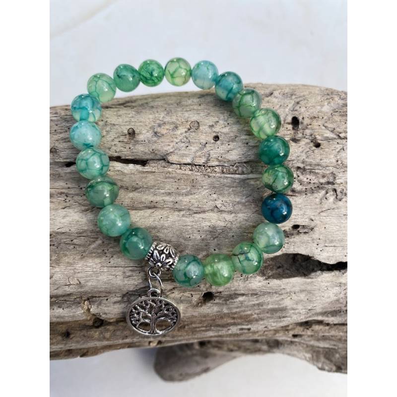 Bracelet Agate veine du dragon coloris vert