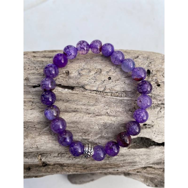 Bracelet Agate veine du dragon coloris mauve