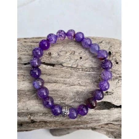 Bracelet Agate Dragon Mauve 8mm | Hélène Riu