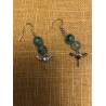 Boucles  oreilles  agate veine coloris vert