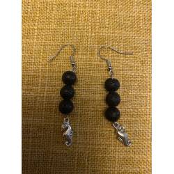 Boucles oreilles en pierre de Lave