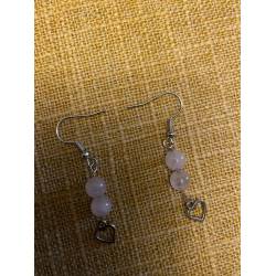 Boucles oreilles en pierre de quartz rose