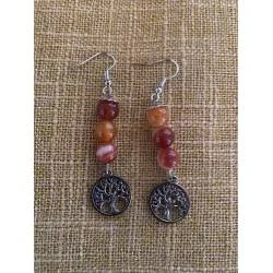 Boucles Cornaline Arbre de Vie | Hélène Riu