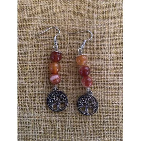 Boucles Cornaline Arbre de Vie | Hélène Riu