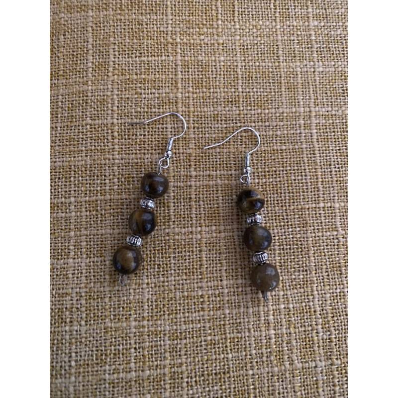 Boucles oreilles en pierre oeil de tigre