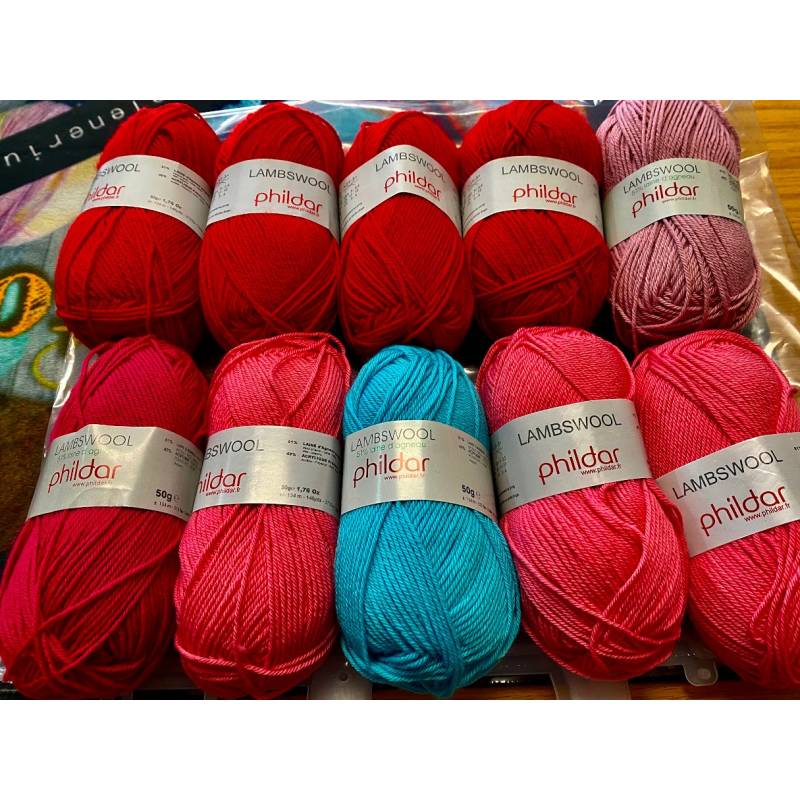 LOt de 10 pelotes LAMBSWOOL multi coloris