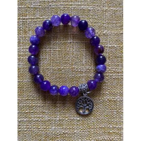 Bracelet Agate Dragon Violett 8mm | Hélène Riu