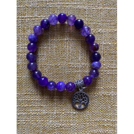 Bracelet Agate Veine Dragon Violet 8mm