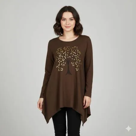 Tunique Arbre de Vie Marrón Fonçé | Hélène Riu Perpiñán