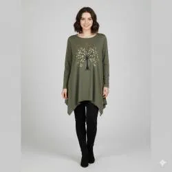 Tunique Arbre de Vie Coloris Kaki | Hélène Riu Perpiñán
