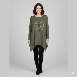 Tunique Arbre de Vie Coloris Kaki - Boutond'or
