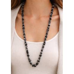 Collier Obsidienne Neige 40cm | Bouton d'Or