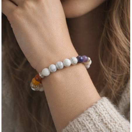 Bracelet Howlite Chakras 8mm Harmonie | Hélène Riu