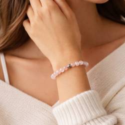 Bracelet Quartz Rosa 8mm - Amour Inconditionnel