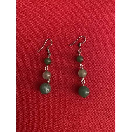 Boucles oreilles pierre Aventurine verte